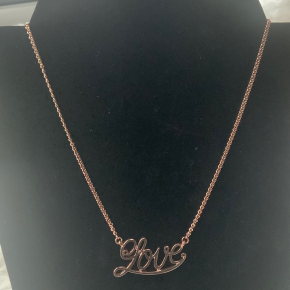 BCBG Jewelry - BCBGeneration Love Script Necklace in Rose Gold (New in box)